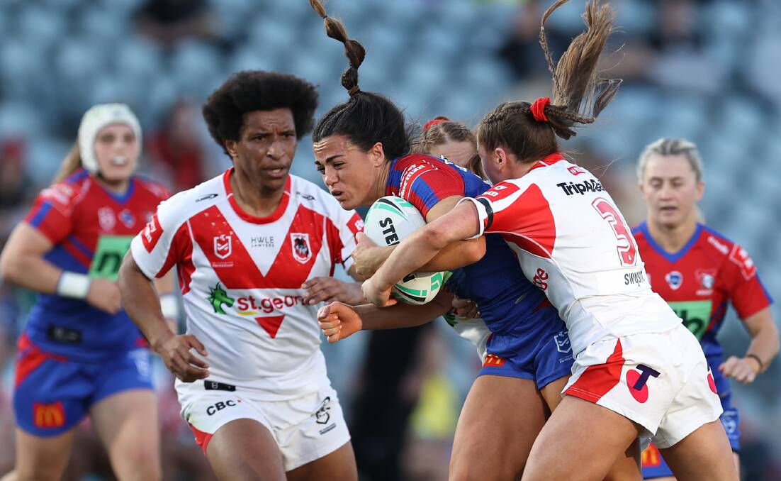 Knights captain Millie Boyle charges into the Dragons' defence. Picture by Getty Images