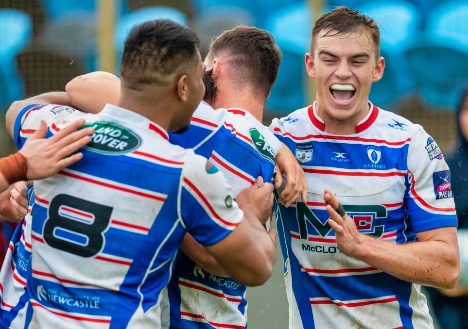 ALL SMILES: Connor Winchester kicked a late penalty to snatch the Hunter Wildfires a 41-38 triumph over Randwick at Coogee Oval on Saturday. Picture: Stewart Hazell