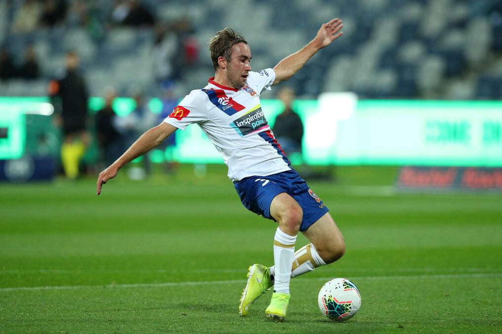LOCKED IN: Jets coach Ernie Merrick believes teenage utility Angus Thurgate has all the attributes to become a quality striker. The Jets take on a Jamie Maclaren-led Melbourne City at McDonald Jones Stadium on Sunday night. Picture: Getty Images