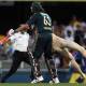 COLD SHOULDER: Former Australian cricketer Andrew Symonds dishes out his own treatment to a streaker at the GABBA in 2008. Picture: Getty Images