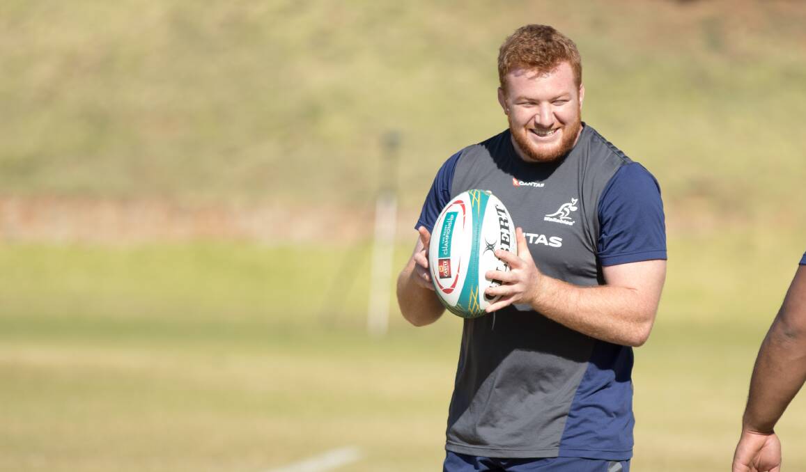 IN CONTENTION: Newcastle prop Harry Johnson-Holmes hopes to add to his one Test cap for the Wallabies during the Bledisloe Cup and Rugby Championships. Picture: Rugby Australia media