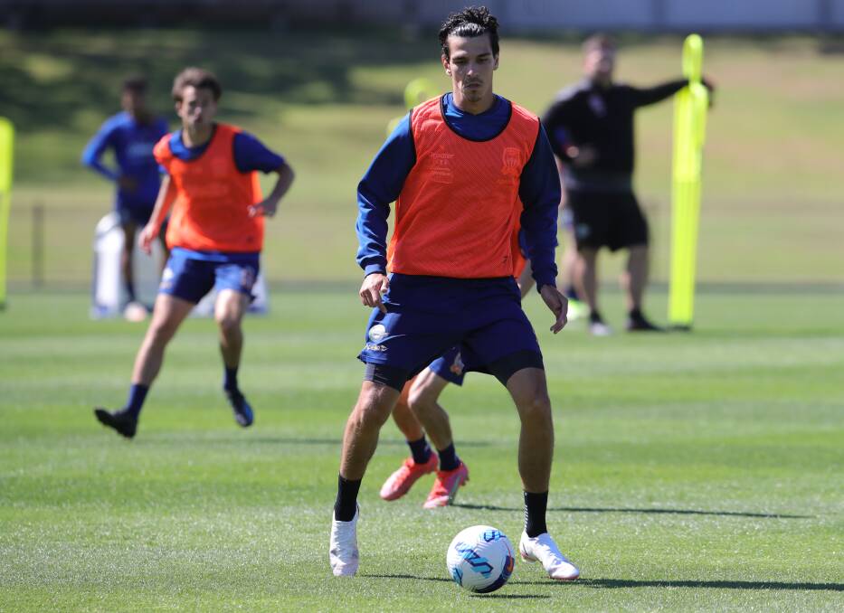 ON THE BALL: Eli Babalj at Jets training. After a three month trial, the striker has secured a one-year deal with the club. Picture: Sproule Sports Focus