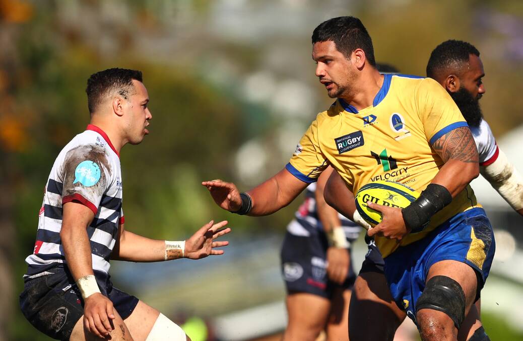 ON THE CHARGE: Rob Puli'uvea hits the ball up for Brisbane City against Melbourne Rising in the National rugby Championships. The lock is moving home to Newcastle and has signed with the Hunter Wildfires. Picture: Getty Images