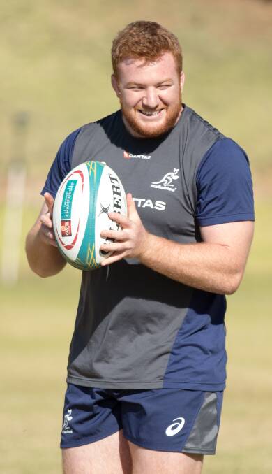 ON DEBUT: Harry Johnson-Holmes at Wallabies training in South Africa.