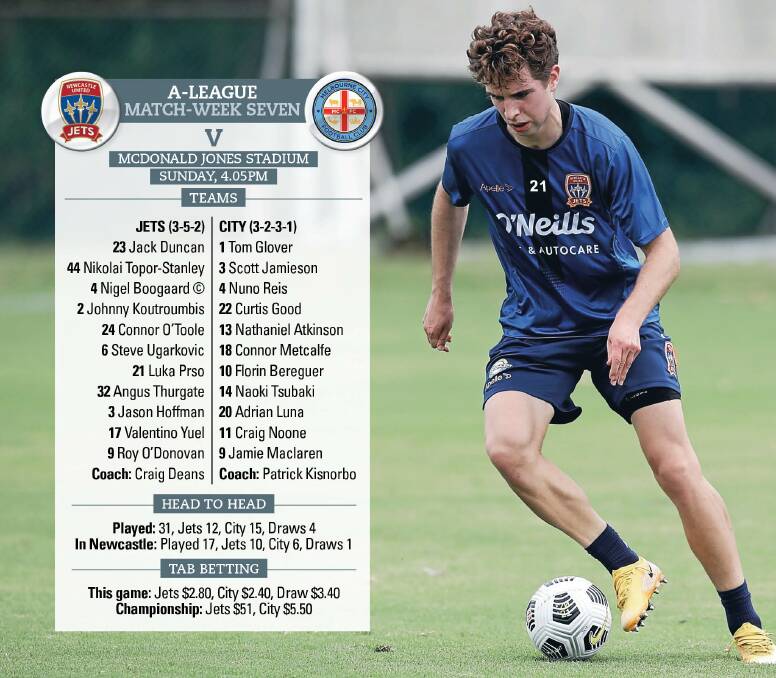 STARTING ROLE: Promising midfielder Luka Prso will make his starting debut for the Jets against Melbourne City at McDonald Jones Stadium on Sunday. Picture: Sproule Sports Focus