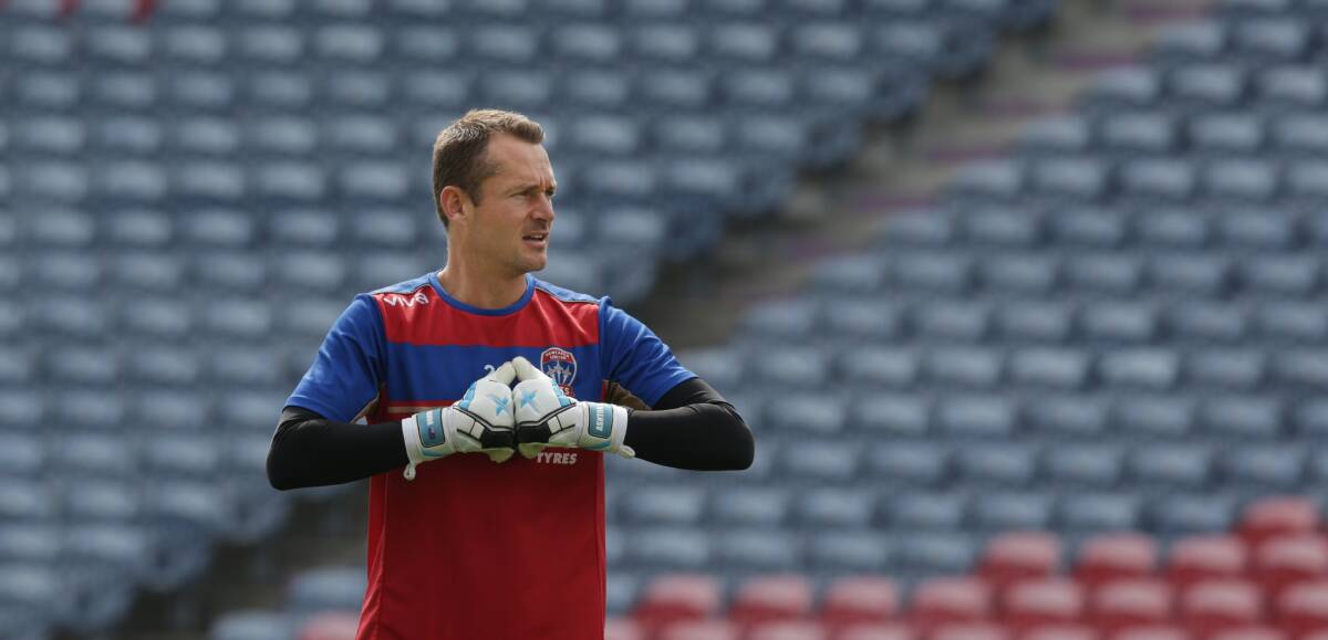 READY FOR ACTION: Newcastle Jets keeper at training on Friday ahead of the clash against Adelaide. Picture: Simone De Peak