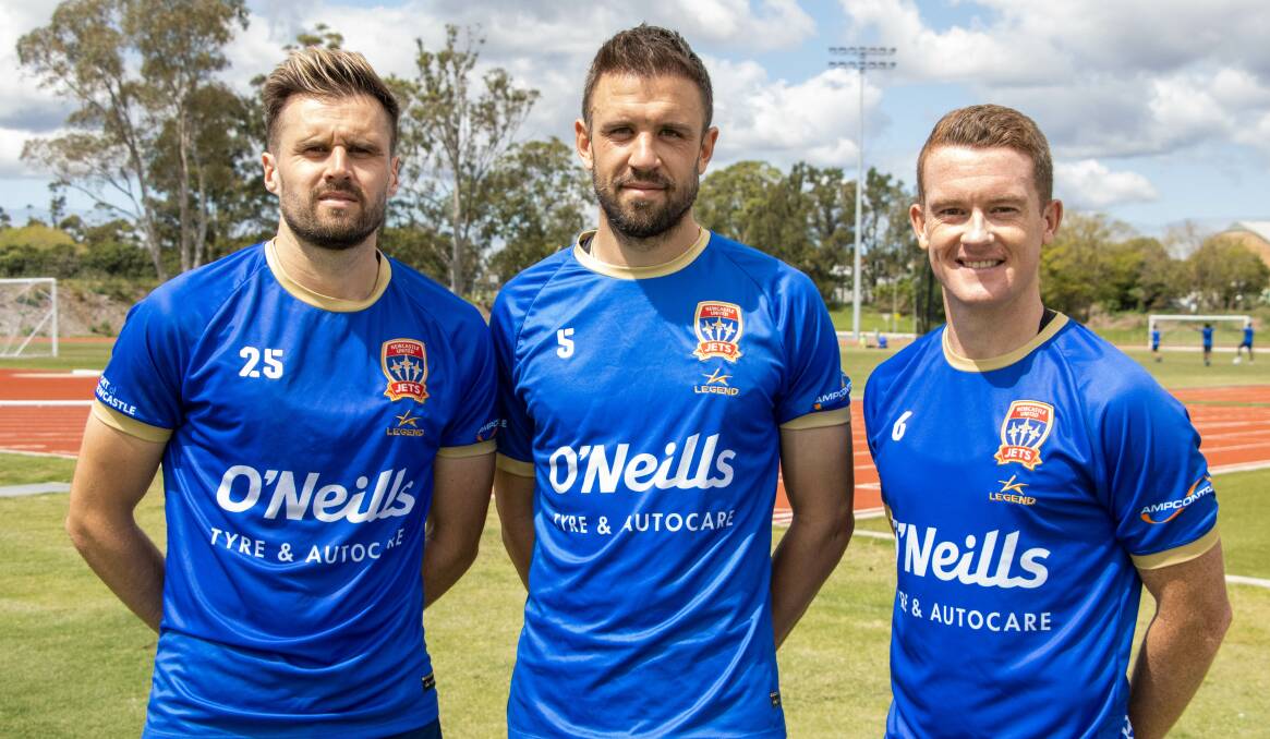 Carl Jenkinson, Matt Jurman and Brandon O'Neill have been appointed co-captains of the Newcastle Jets for the 2022-23 A-League season. Picture Supplied 