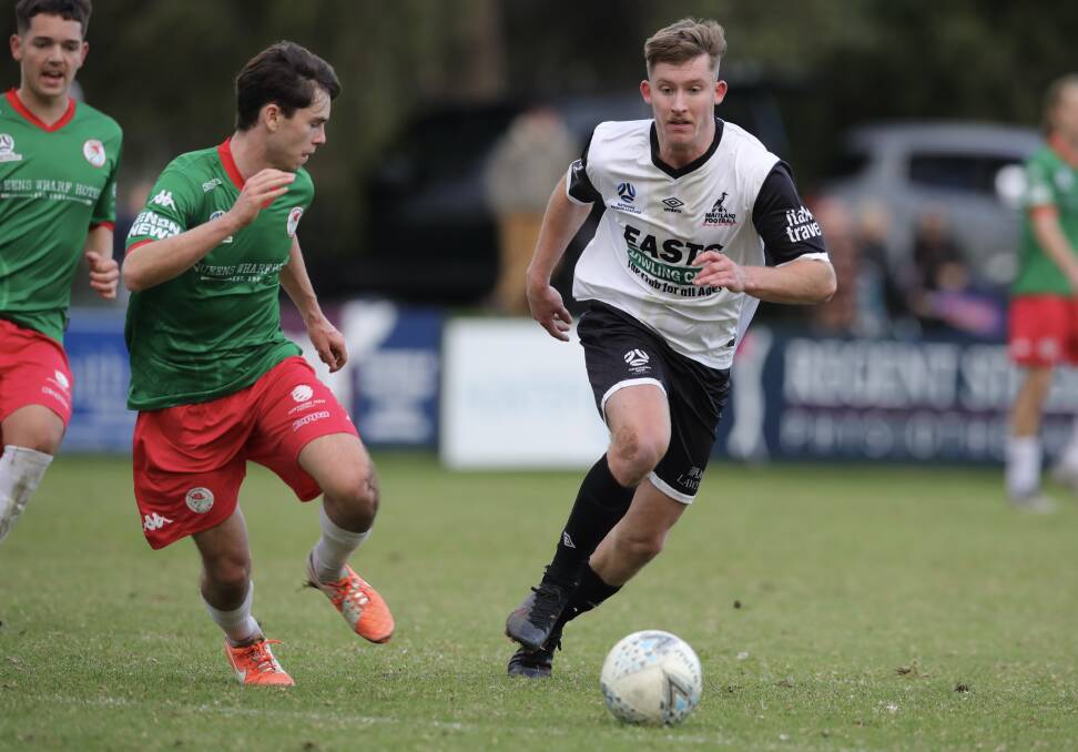 LEADING THE WAY: James Thompson has scored six goals for Maitland this season and has committed to the club for another year. Picture: Sproule Sports Focus