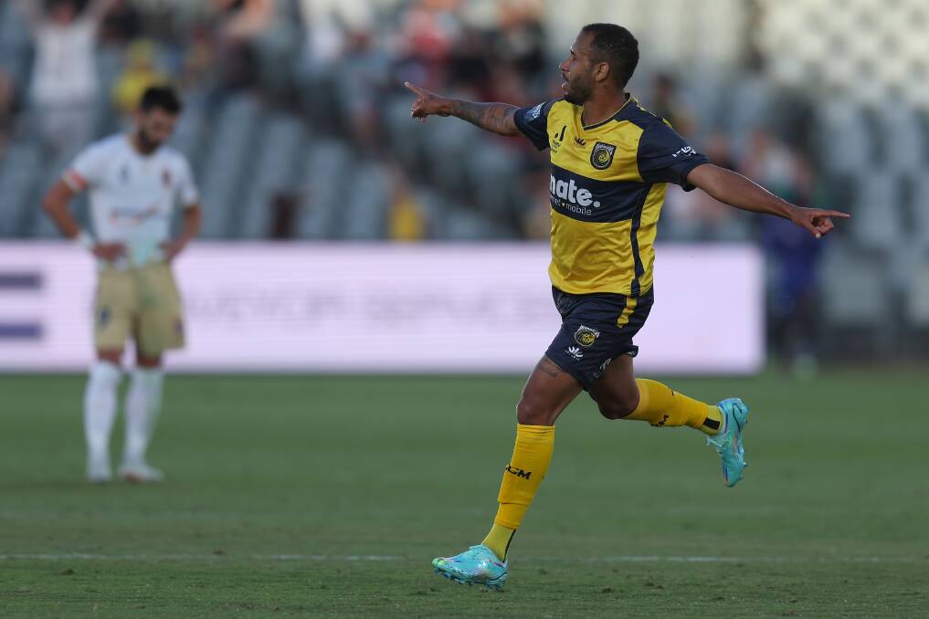 Marco Tulio scored a brilliant goal and set up another as the Central Coast Mariners stormed past the Newcastle Jets 3-0 in Gosford on Wednesday night. Picture Getty Images
