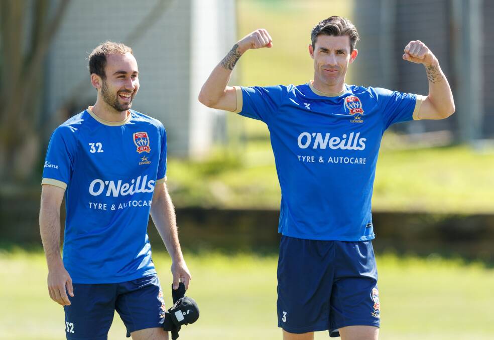 Home-grown Jets duo Angus Thurgate and Jason Hoffman put in a super effort at training. Picture by Max Mason-Hubers