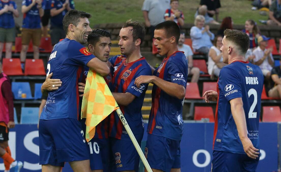 PLAYING ON: The Newcastle Jets' game against Wellington has been postponed but the A-League will proceed behind closed doors. 