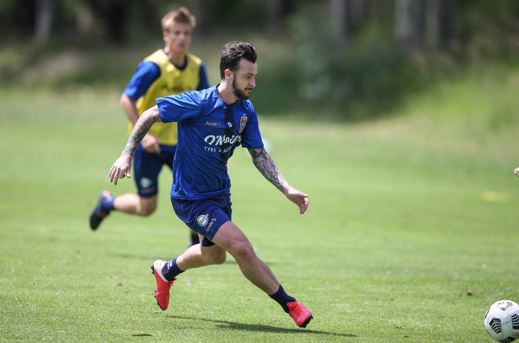FIRED UP: Newcastle Jets striker Roy O'Donovan. Picture: Marina Neil