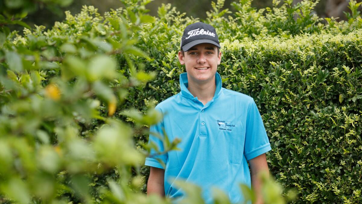 EXCITED: Toronto young gun Jake Riley will tee up in the Australian Master of the Amateurs tournament at the Victoria Golf Club next week. Picture: Max Mason-Hubers