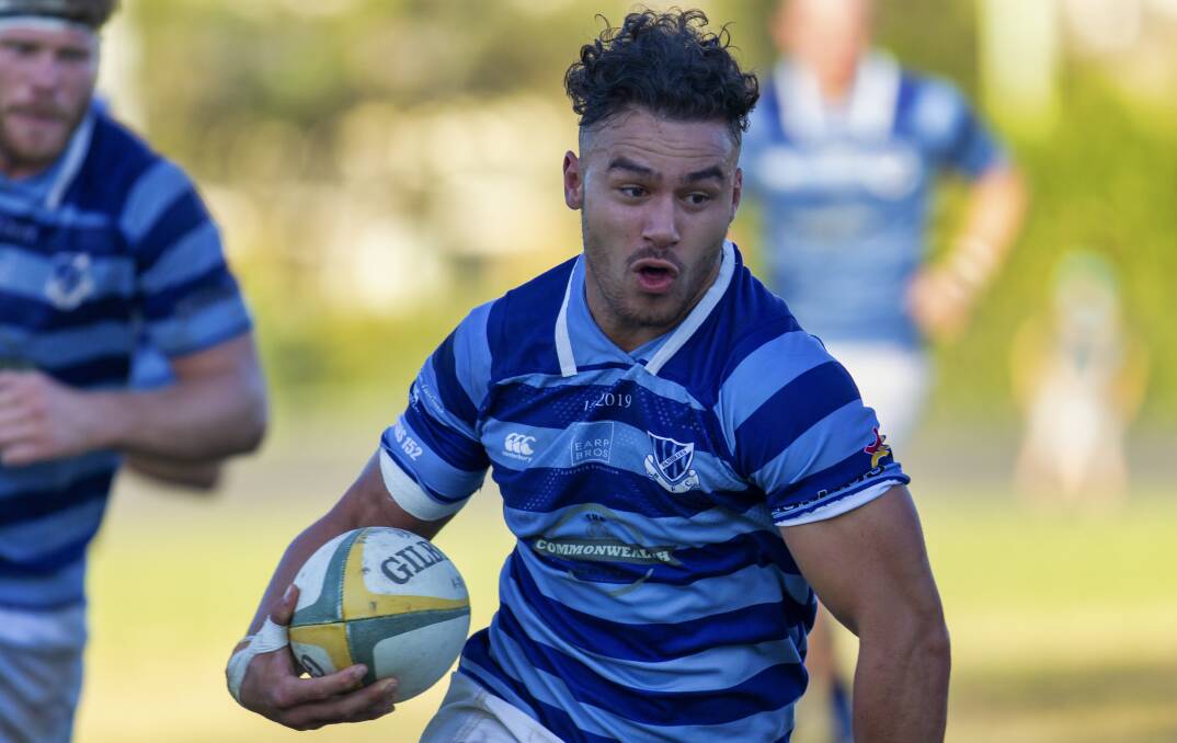 OUTSTANDING: Wanderers outside centre Chase Hicks scored a try and set up another in the Two Blues' 35-19 win over Maitland in the qualifying semi-final at No.2 Sportsground on Saturday. Picture: Stewart Hazell