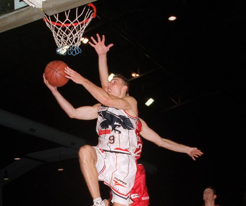 UP AND AWAY: Tonny Jensen flies for the Falcons in their glory days.
