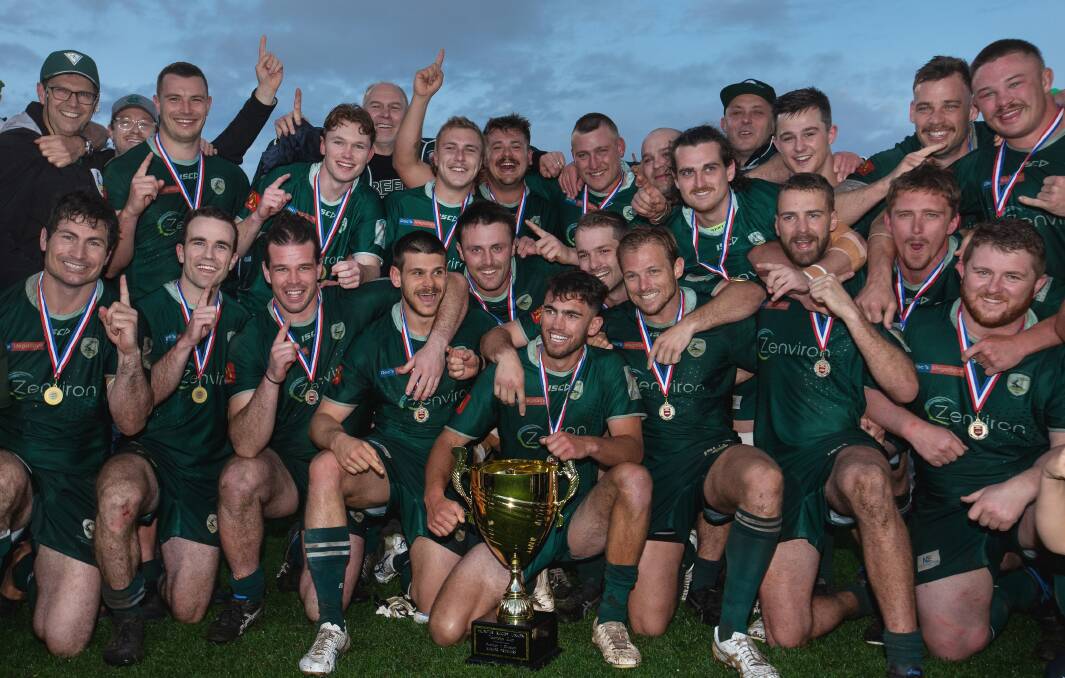 Merewether celebrate their 2022 grand final triumph. Picture by Marina Neil