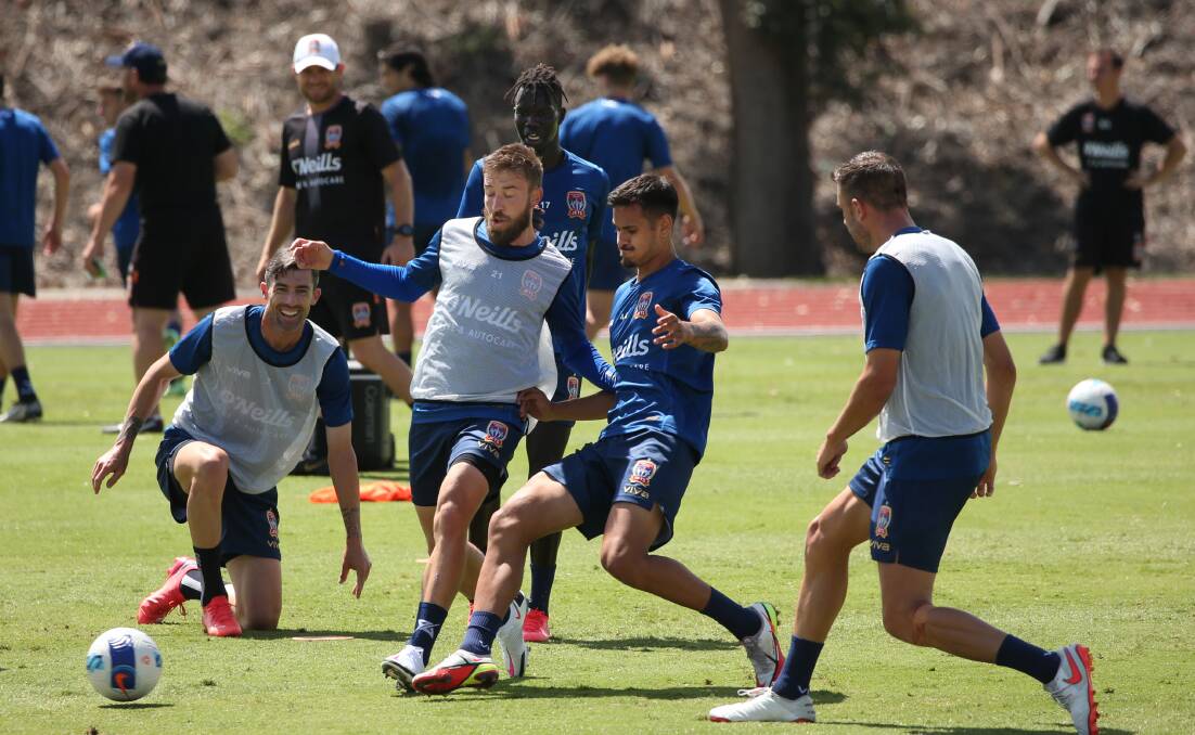 SHAPING UP: Newcastle Jets at training. Picture: Simone De Peak
