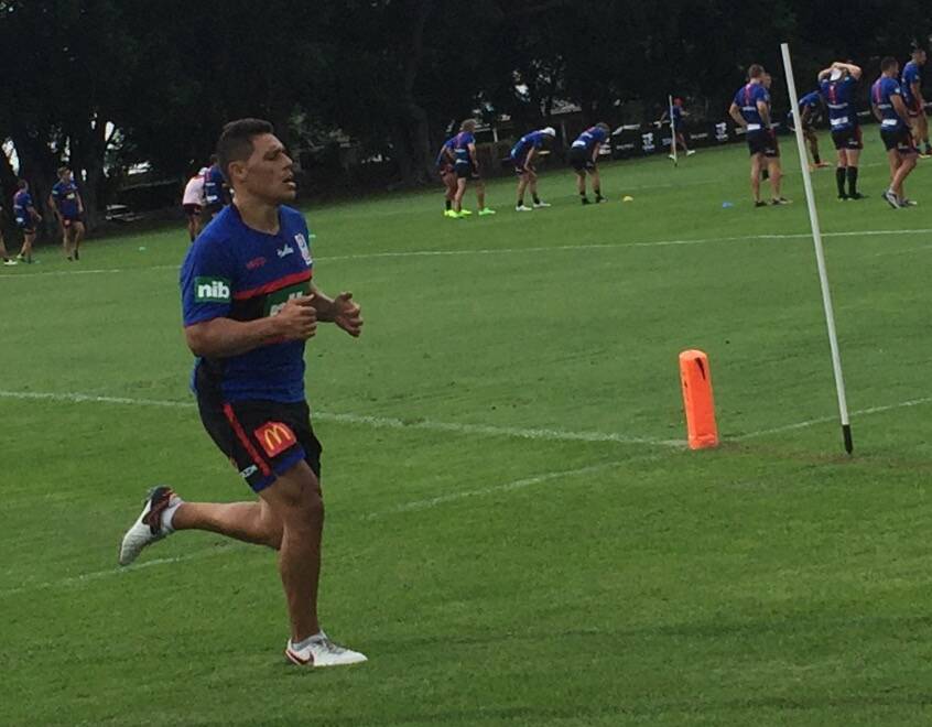 NEW ADDITION: Former Test back-rower Anthony Tupou trained with the Knights on Wednesday morning and is set to sign a one-year deal with the club. Picture: James Gardiner