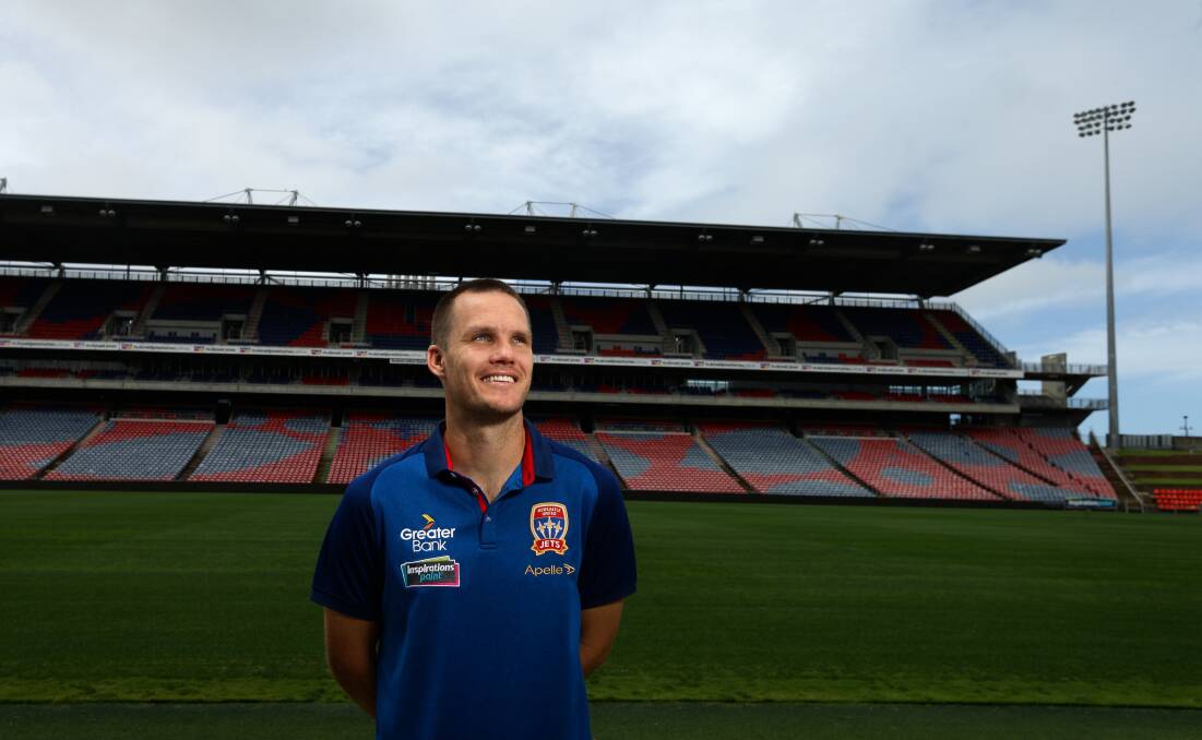 EXCITED: Jets captain Nigel Boogaard at McDonald Jones Stadium which will host the A-League's first double-header on March 21. Picture: Jonathan Carroll