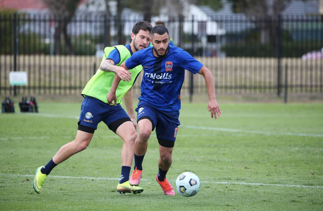 ON THE BALL: Jets defender Mo Al-Taay is settling in well to his new environment in Newcastle. Picture: Simone De Peak