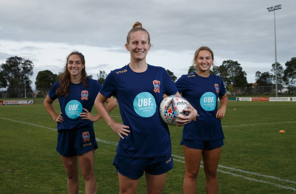 STAR PUPILS: Tessa Tamplin, Renee Poutney and Paige Kingston-Hogg have progressed to the Newcastle Jets W-League squad from the club's academy program. Picture: Max Mason-Hubers