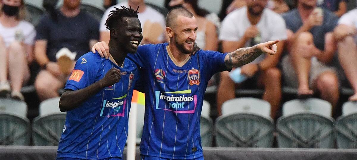 DYNAMIC DUO: In-form Jets strikers Valentino Yuel and Roy O'Donovan. Picture: AAP