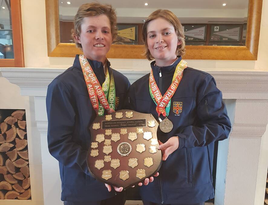 A-TEAM: Hamish Ellison and Brij Ingrey helped steer NSW to teams success at the Australian School Sport Golf Championships in Perth.
