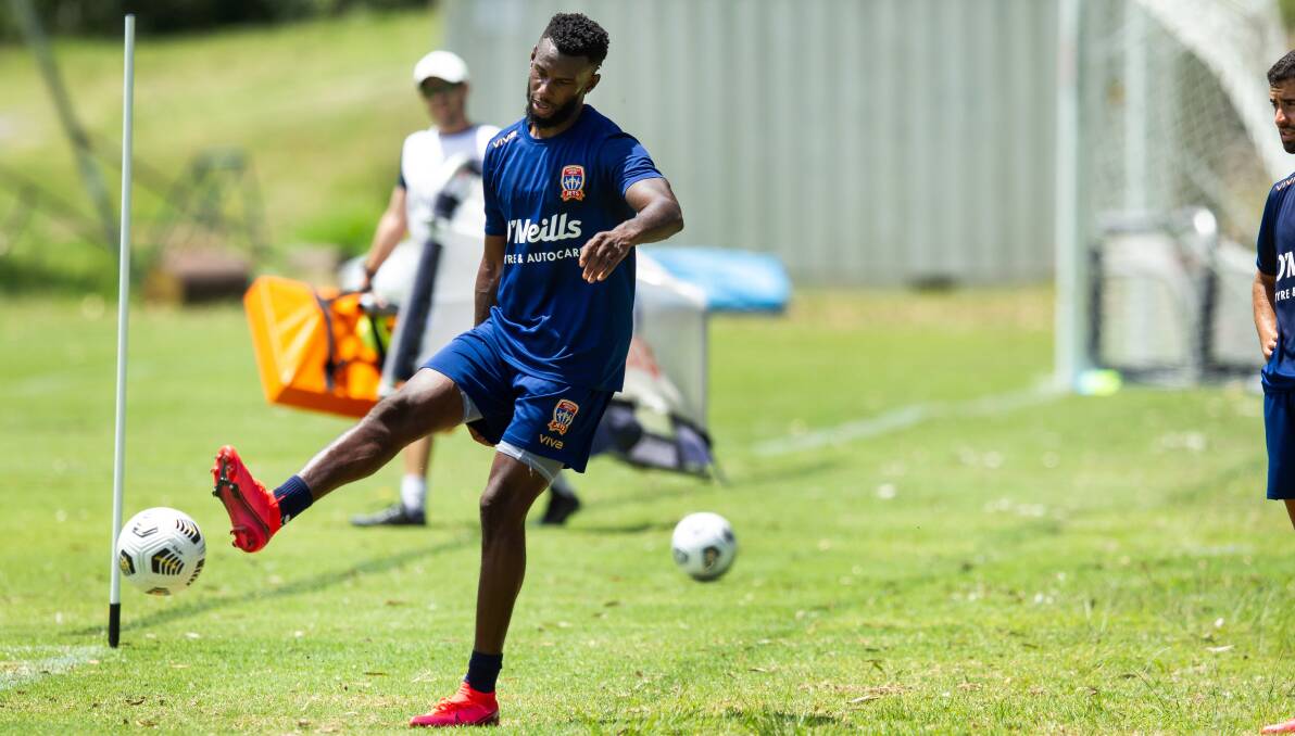 ON DECK: Bernie Ibini is expected to return to Jets training on Wednesday.The forward hasn't worked with the squad in a week. Picture: Marina Neil