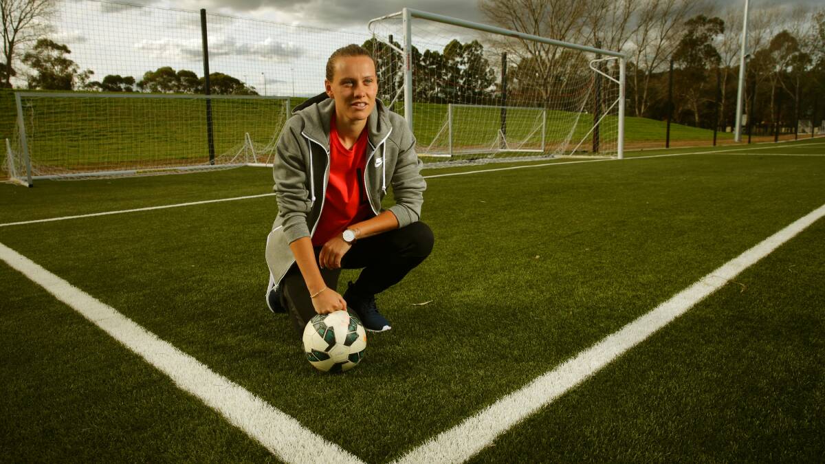 UPGRADE: Newcastle Jets and Matildas star Emily van Emond at the Lake Macquarie Regional Football Facility which will undergo a $3m upgrade. Picture: Peter Stoop