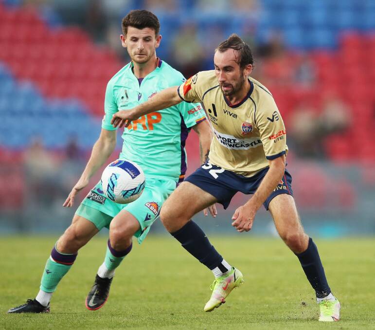 FOCUSED: Midfielder Angus Thurgate is confident the Jets can account for Perth Glory in an Australia Cup qualifier at Jack McLaughlan Oval on Thursday. Picture: Matt King (Getty Images)