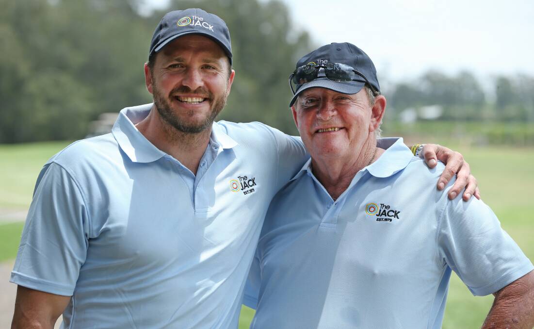 HAPPY HOSTS: Clint Newton and his father, Jack, at Crowne Plaza Hunter Valley last year. Picture: Marina Neil