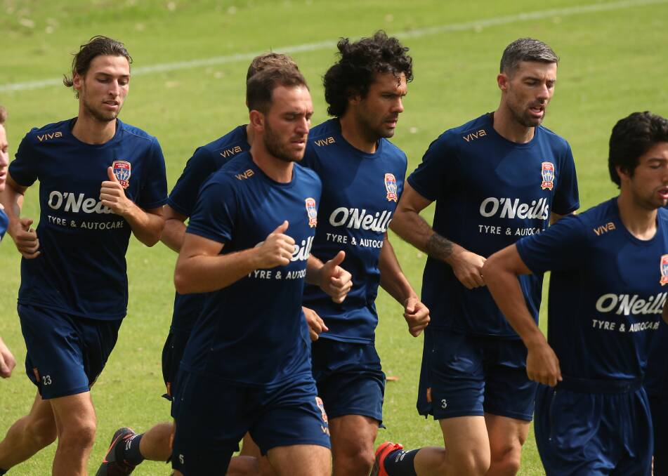 WINNING WAYS: The Jets put in the hard yards at training. Picture: Marina Neil