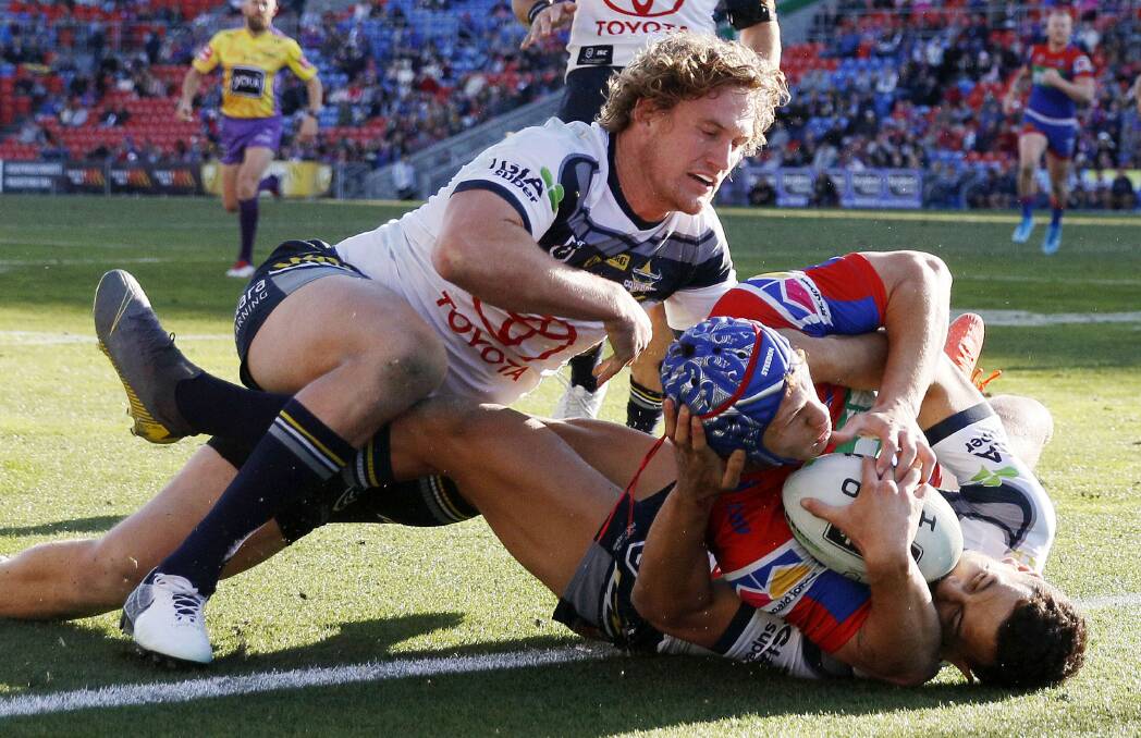 TRY TIME: Kalyn Ponga was back to his brilliant best in the Knights win over the Cowboys. Picture: Darren Pateman (AAP)