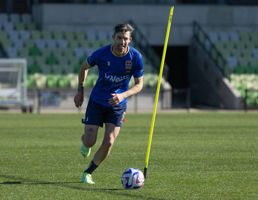 Newcastle Jets veteran Jason Hoffman has shifted from right back to the heart of defence this season. Picture by Jonathan Carroll