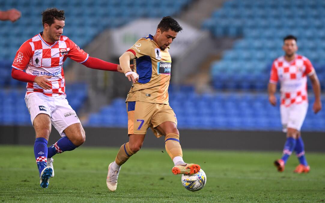 SUPERB: Dimi Petratos was among the Jets' best in the hard fought 1-0 win over Gold Coast Knights in the FFA Cup round of 32 on Tuesday night. They have drawn Melbourne City in the next round. Picture: AAP