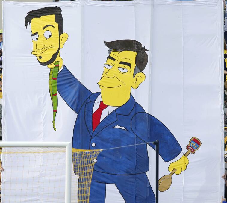 OH ROY: The banner Central Coast fans unveiled which depicted Roy O'Donovan as a snake. 