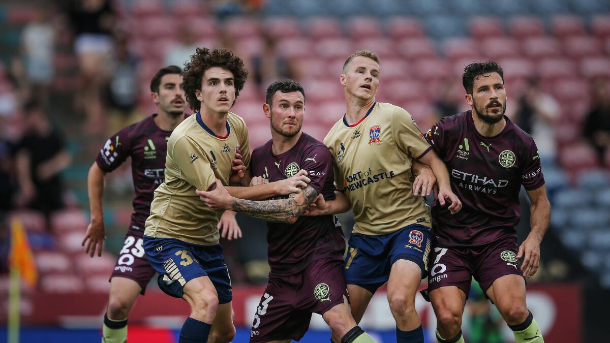 Defender mark Natta (left) is one of three contracted Jets players selected for an Olyroos camp in Italy later this month. Picture by Marina Neil