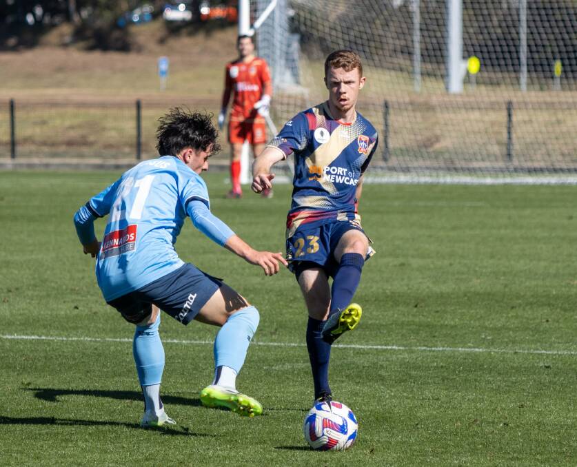 Daniel Wilmering was a standout for the Jets in a 1-0 loss to Sydney on Wedmesday. Picture by Tom Logan, Jets media