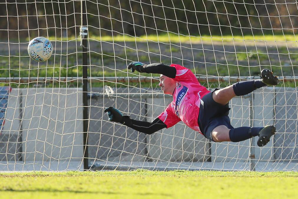 DENIED: Valentine keeper Keegan Hughes makes a save on Sunday. Picture: Max Mason-Hubers