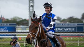 ON TOP AGAIN: Kerrin McEvoy after carrying the Australian Bloodstock colours to victory aboard Mugatoo in the 2020 Newcastle Cup. McEvoy was aboard German Oaks winner Toskana Belle for the syndicators on Monday. Picture: Marina Neil