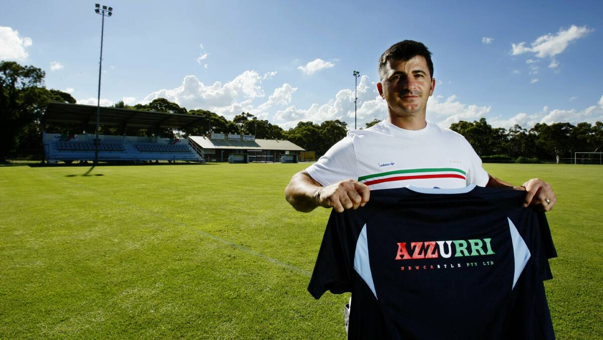 STAUNCH: Sponsor Roby Valentinis in 2012 when he attempted to have his business, Azzurri Newcastle, shown on the Charlestown City Blues uniform.