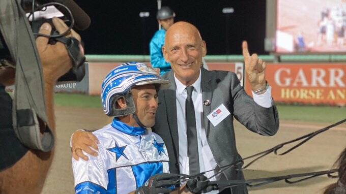 Hunter owner Kevin Gordon after a Menangle win for Lochinvar Art. Picture Racing at Club Menangle Trackside
