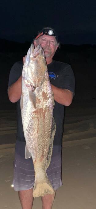 FISH OF THE WEEK: Brendan Stobbart wins a $45 voucher courtesy of Sandgate Tackle Power for this 115cm mulloway hooked off the beach.