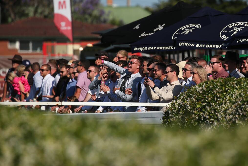 The crowd at the 2020 edition of The Hunter race day enjoy the action and sunshine at Newcastle Racecourse in Broadmeadow. Picture by Simone De Peak