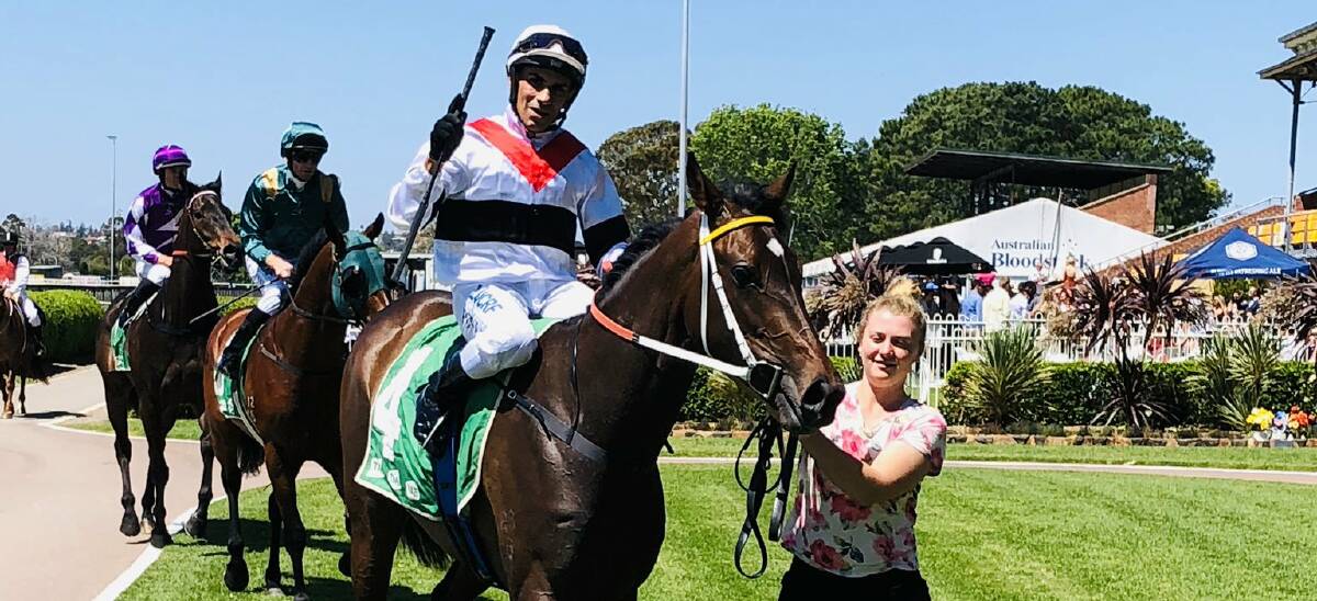 TOUGH: Jeff Penza returns on Amazing Peace after their win at Newcastle. Picture: Newcastle Racecourse