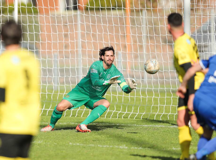 Lambton Jaffas shot-stopper Ben Kennedy in action this season. Picture by Max Mason-Hubers