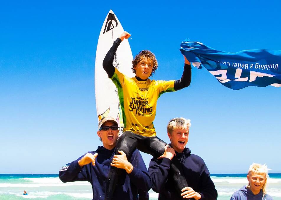 Eden Hasson after his victory on Sunday. Picture by @moshxmedia, Surfing Australia
