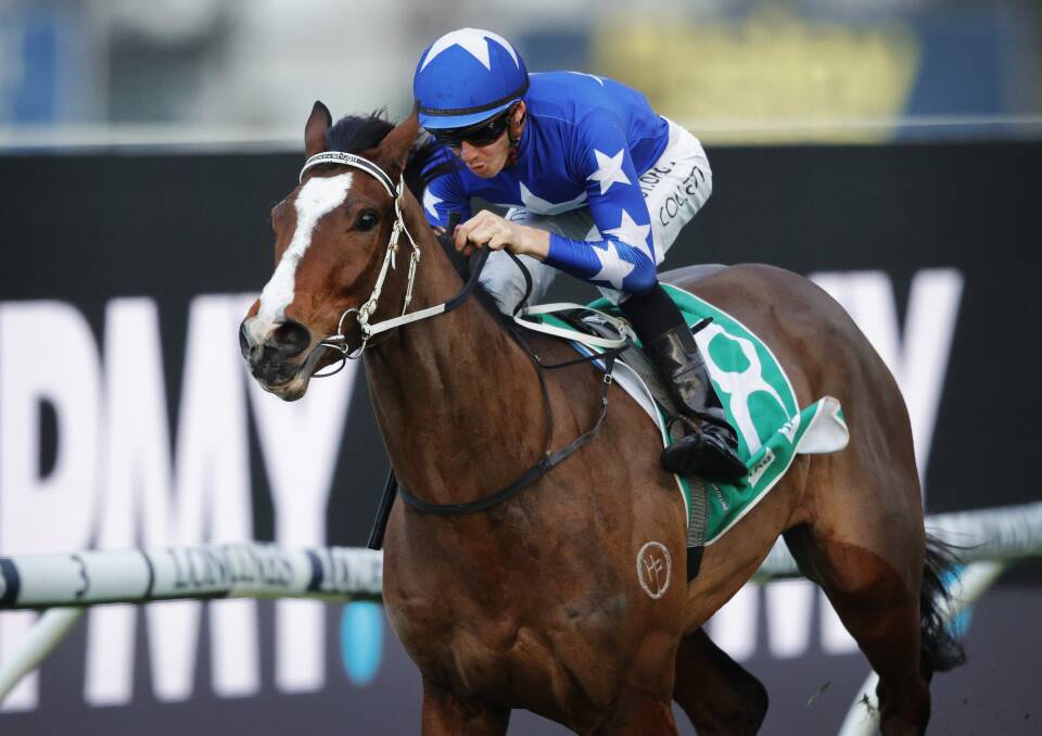 IMPRESSIVE: Jockey Jason Collett takes Fender to victory on Saturday at Rosehill. It was part of a double for Collett, who won the listed Rosebud (1100m) on Anders. Picture: Getty Images