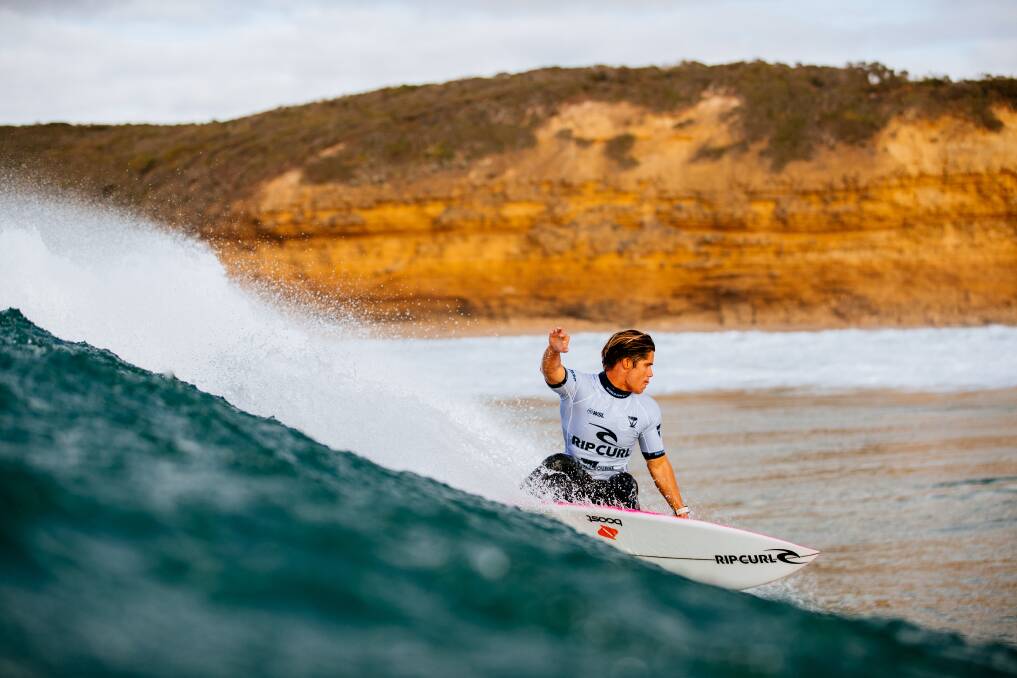 Morgan Cibilic in his opening heat at Bells Beach on Tuesday. Picture by Ed Sloane, World Surf League
