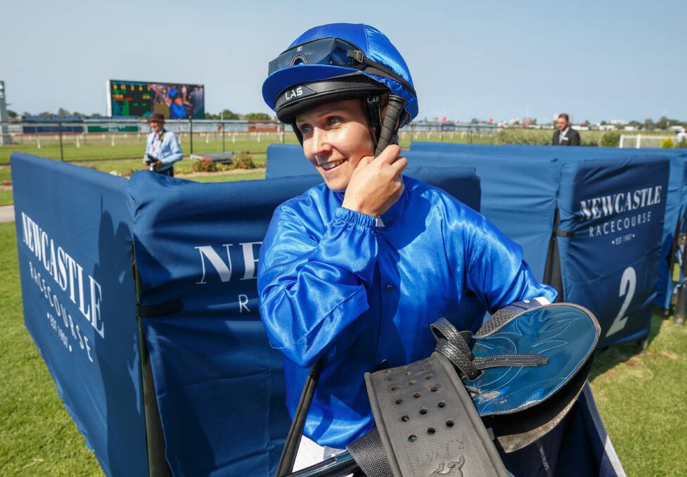 AT HOME: Rachel King after winning on Asiago in the Spring Stakes at Newcastle. Picture: Max Mason-Hubers
